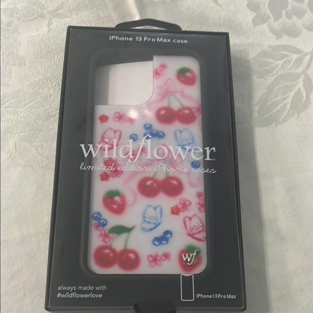 Wildflowers iPhone 13 Pro Max Case - Cherry and Butterfly Pattern